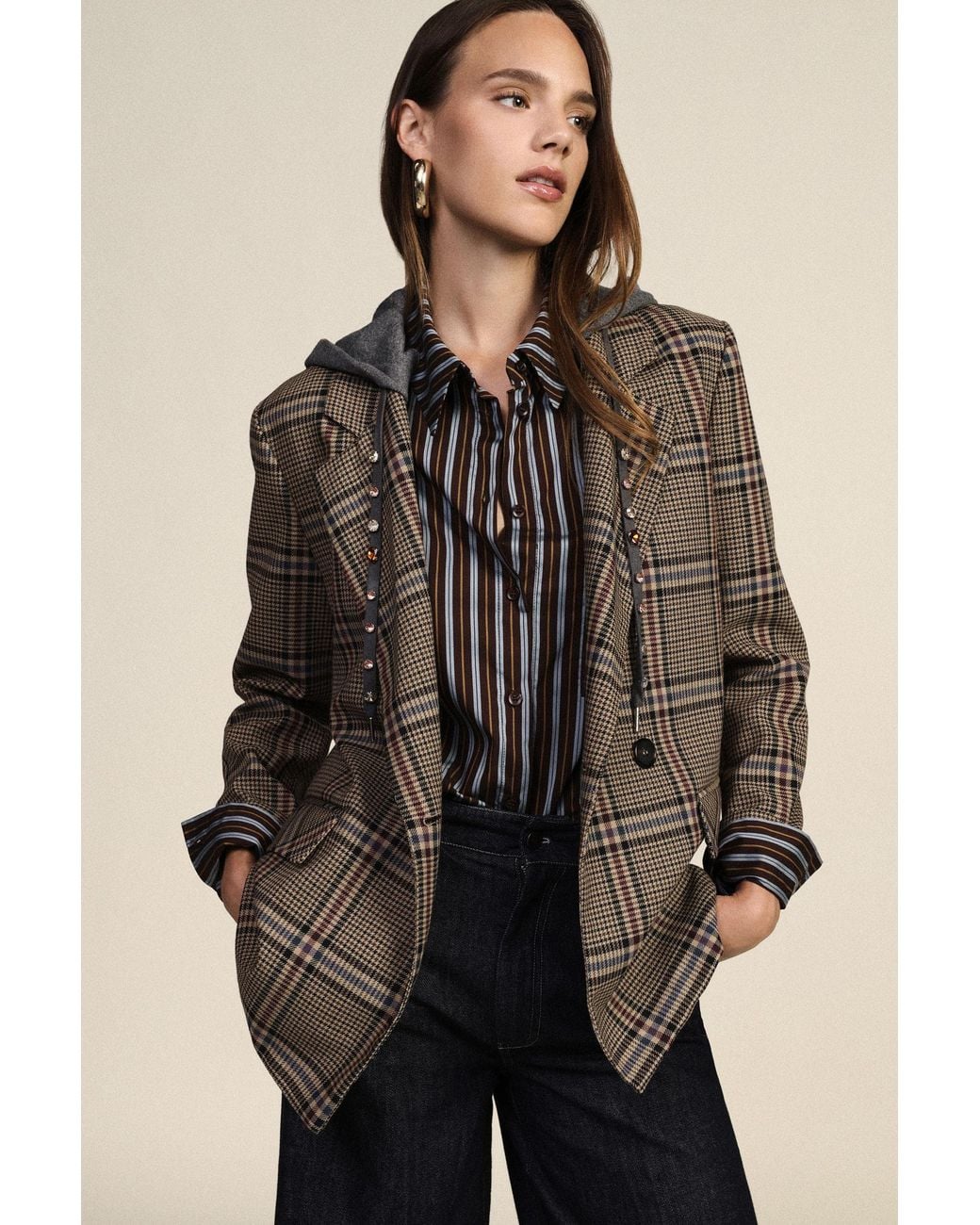Blazer Croisé À Capuche Et Motif À Carreaux Dixie en coloris Red