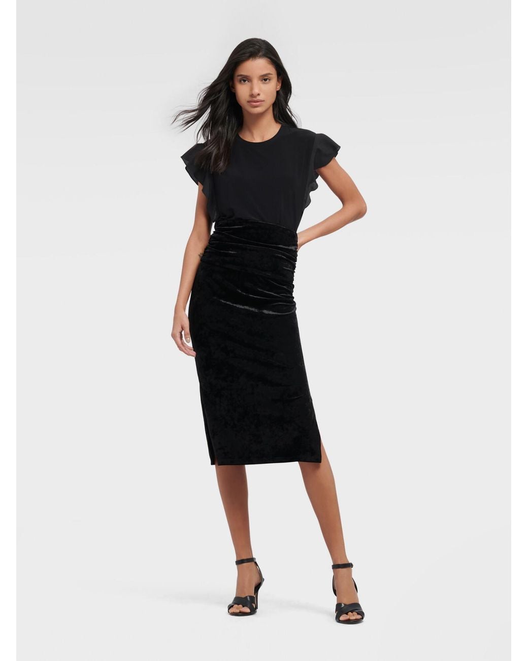 black pull on work skirt