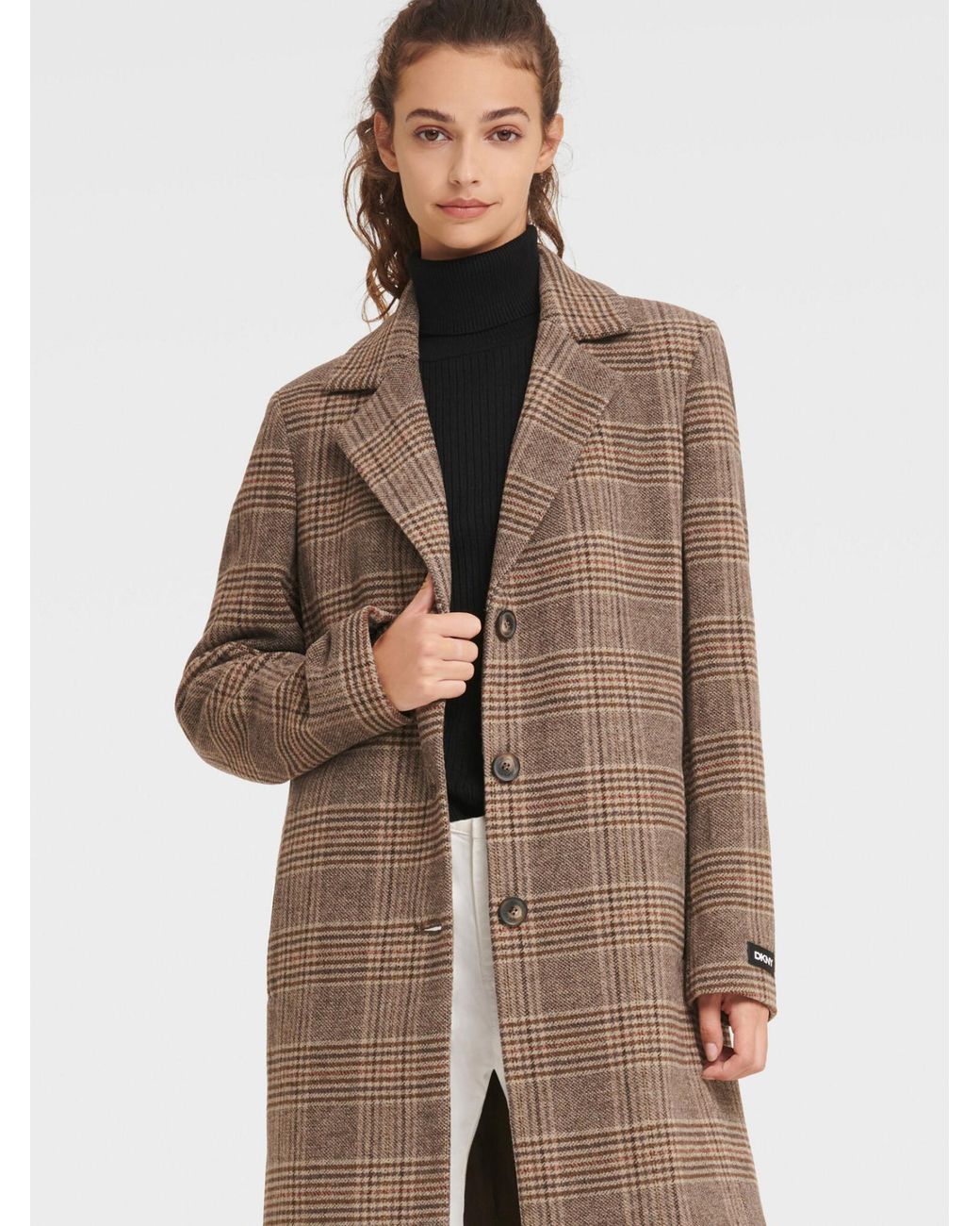 Wool-blend Coat Brown/plaid Ladies H&M US