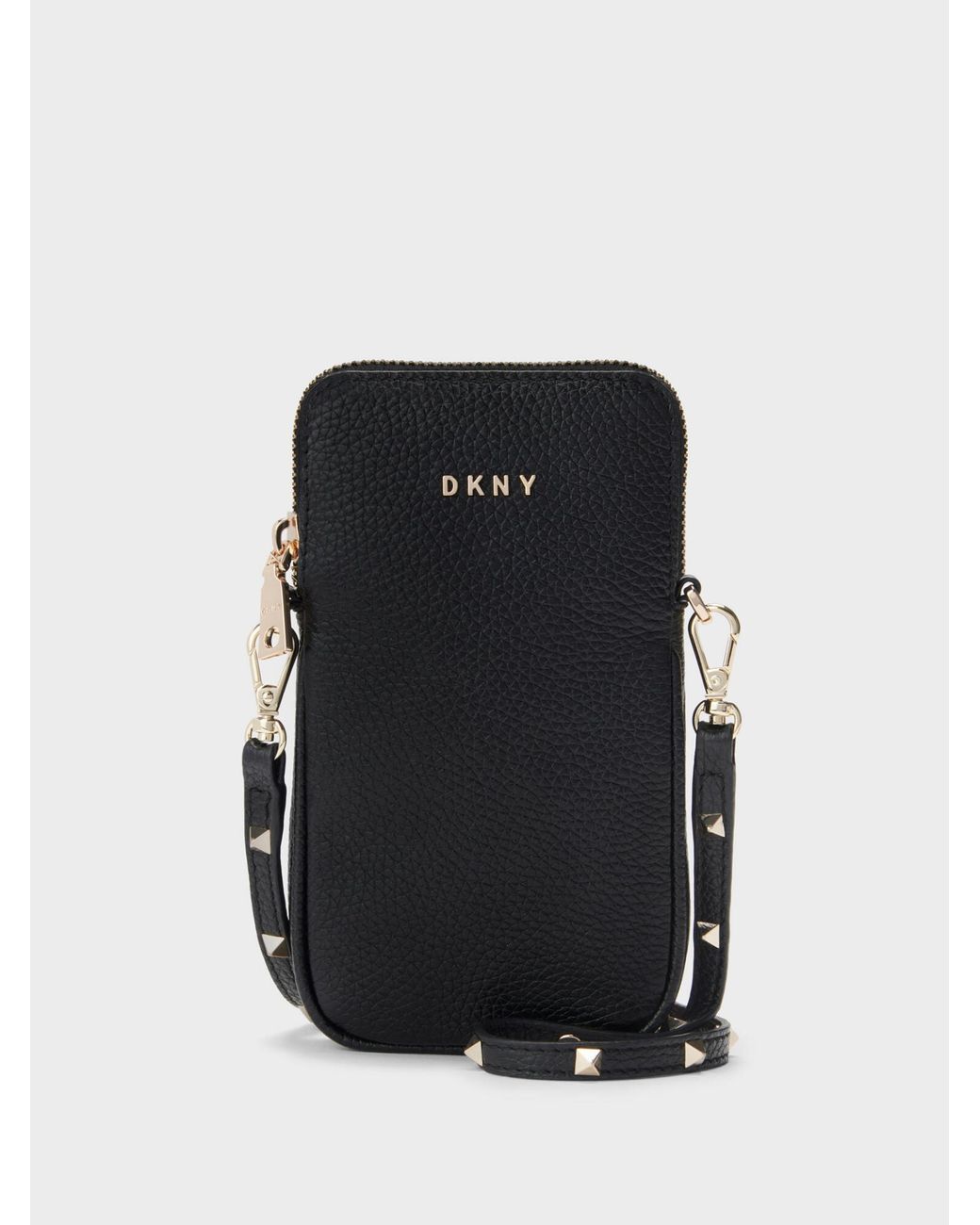 DKNY Stud Strap Phone Crossbody in Black/Gold (Black) | Lyst