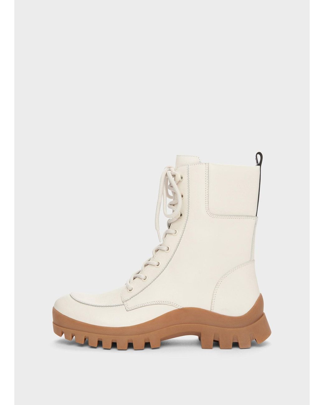 DKNY Lug Sole Combat Boots In Yellow Size 10 in Ivory (White) | Lyst