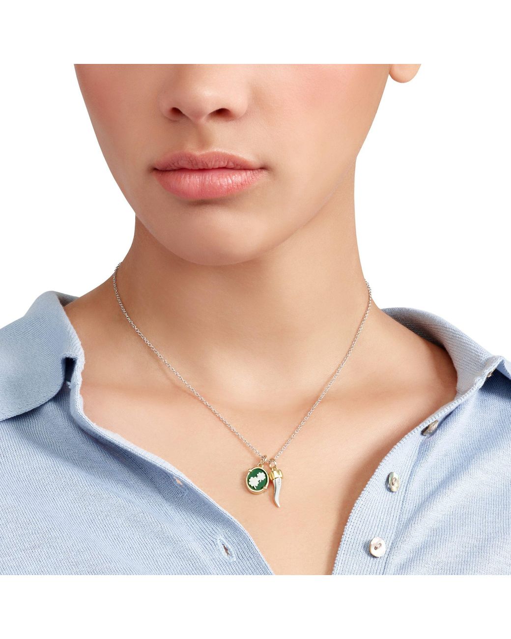 Dodo Green Four-Leaf Clover Cameo Charm