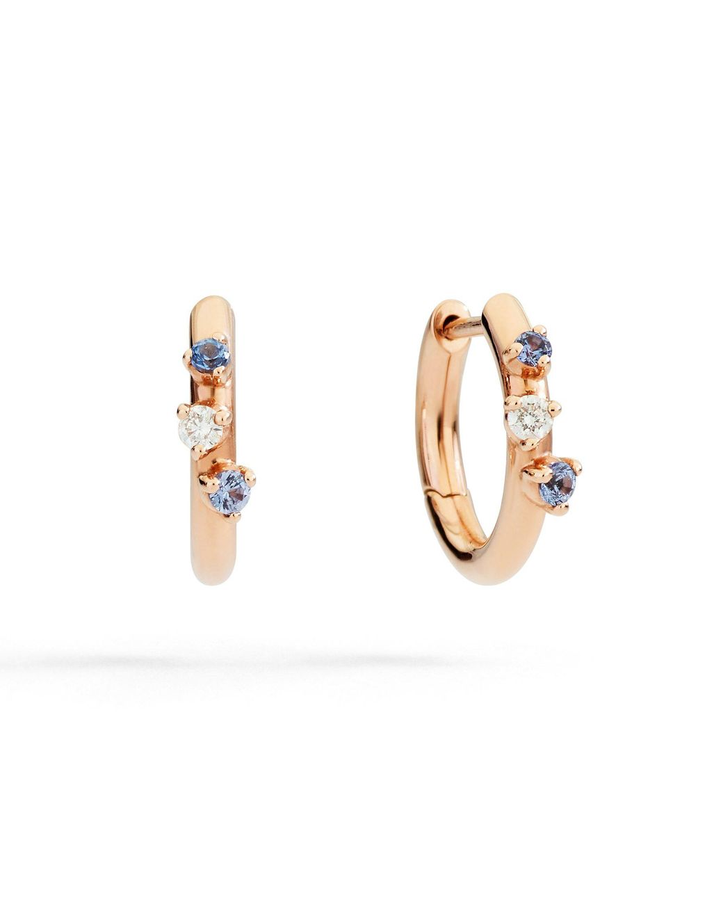 Dodo Metallic Rose, Sapphire & Diamond Hoop Earrings