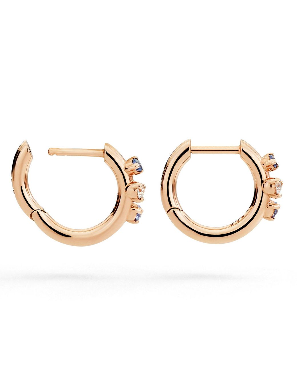 Dodo Metallic Rose, Sapphire & Diamond Hoop Earrings