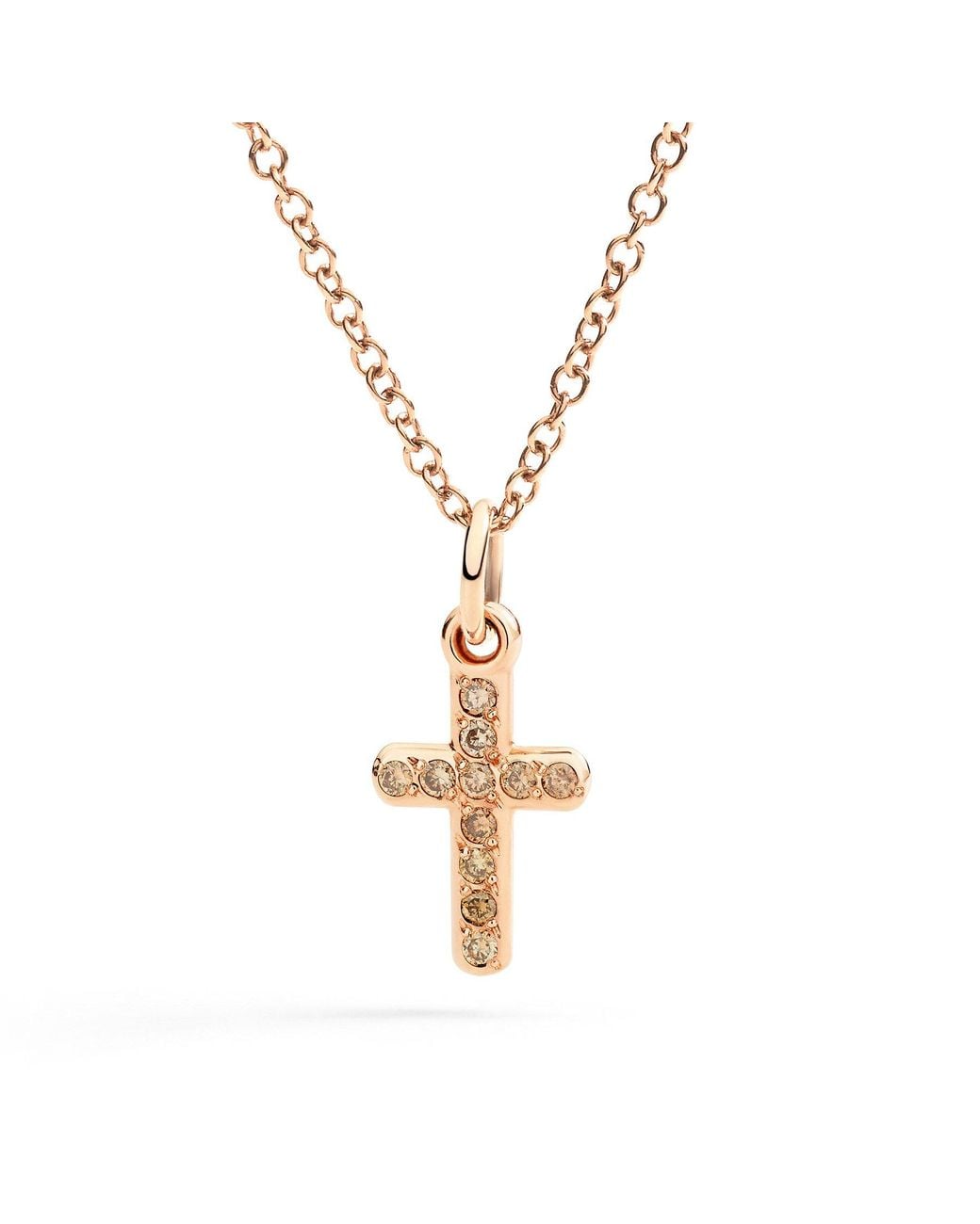 Dodo Metallic Rose Cross Charm & Diamonds