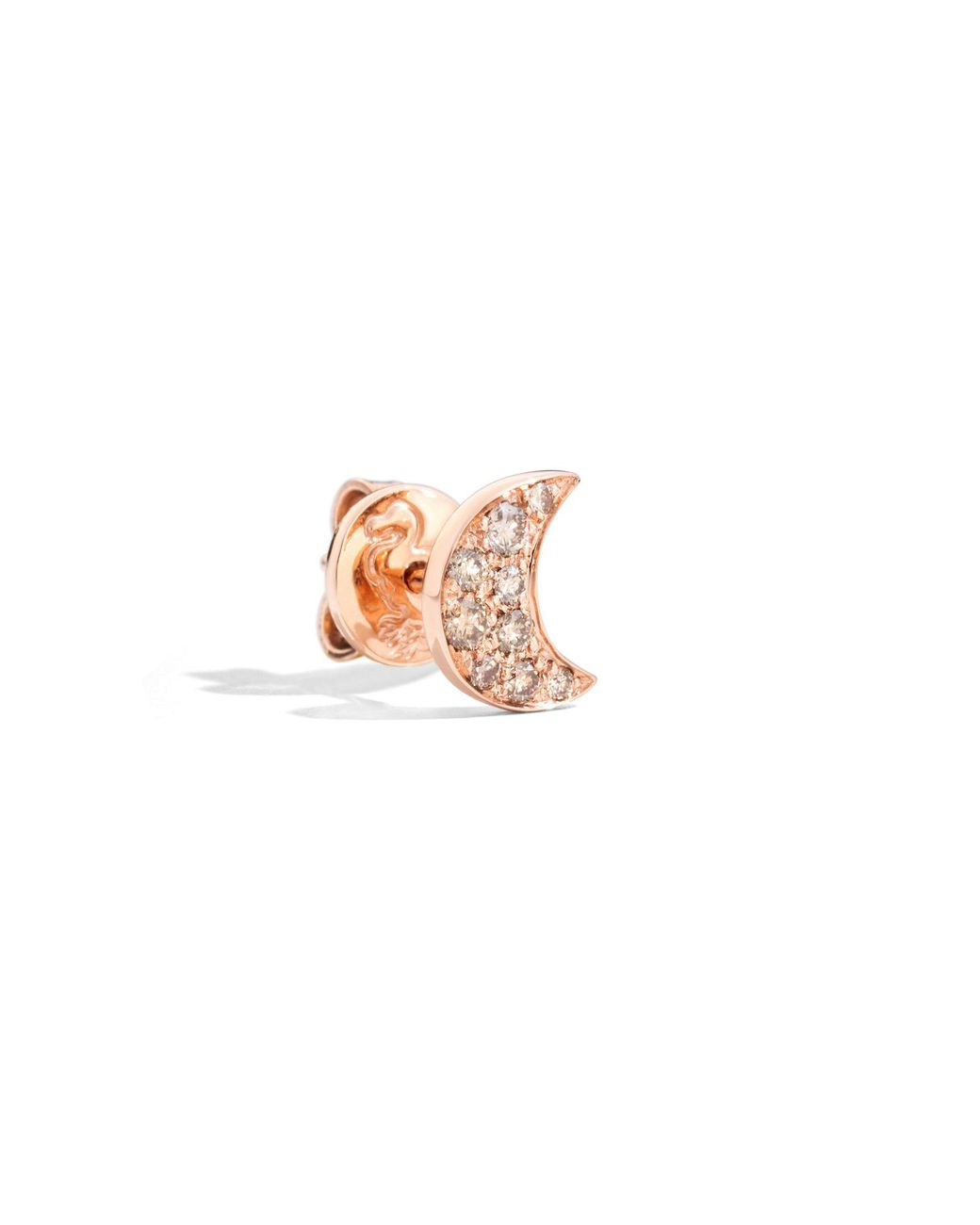 Dodo White Rose & Diamond Moon Stud Earring