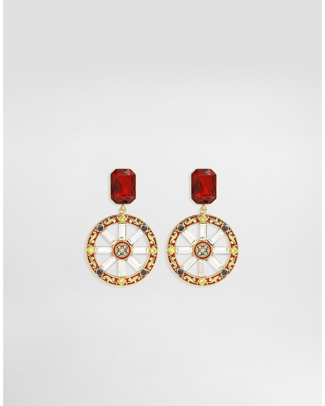 Dolce & Gabbana White Carretto Wheel Clip Earrings