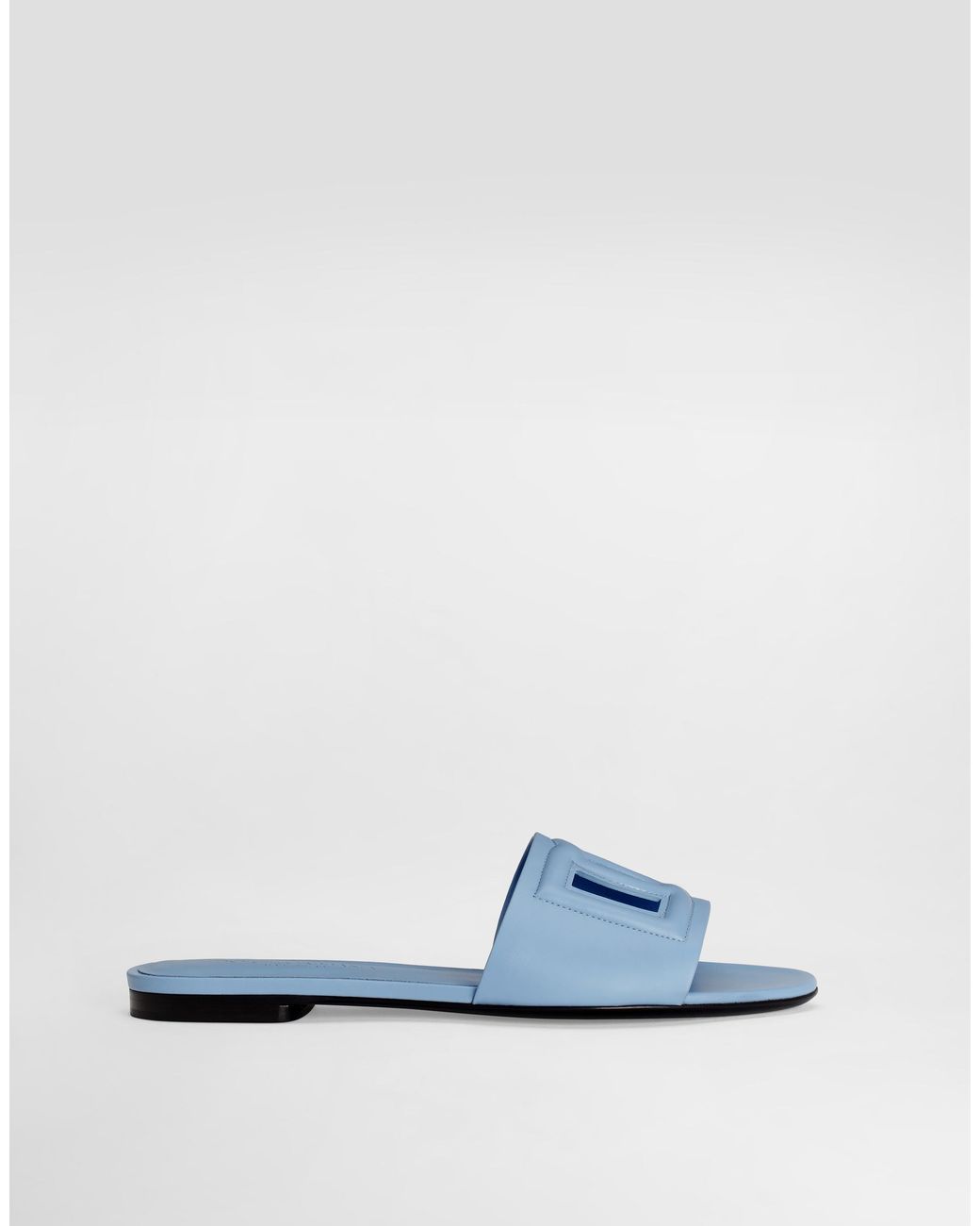 Dolce & Gabbana Blue Leather Dg Millennials Flats