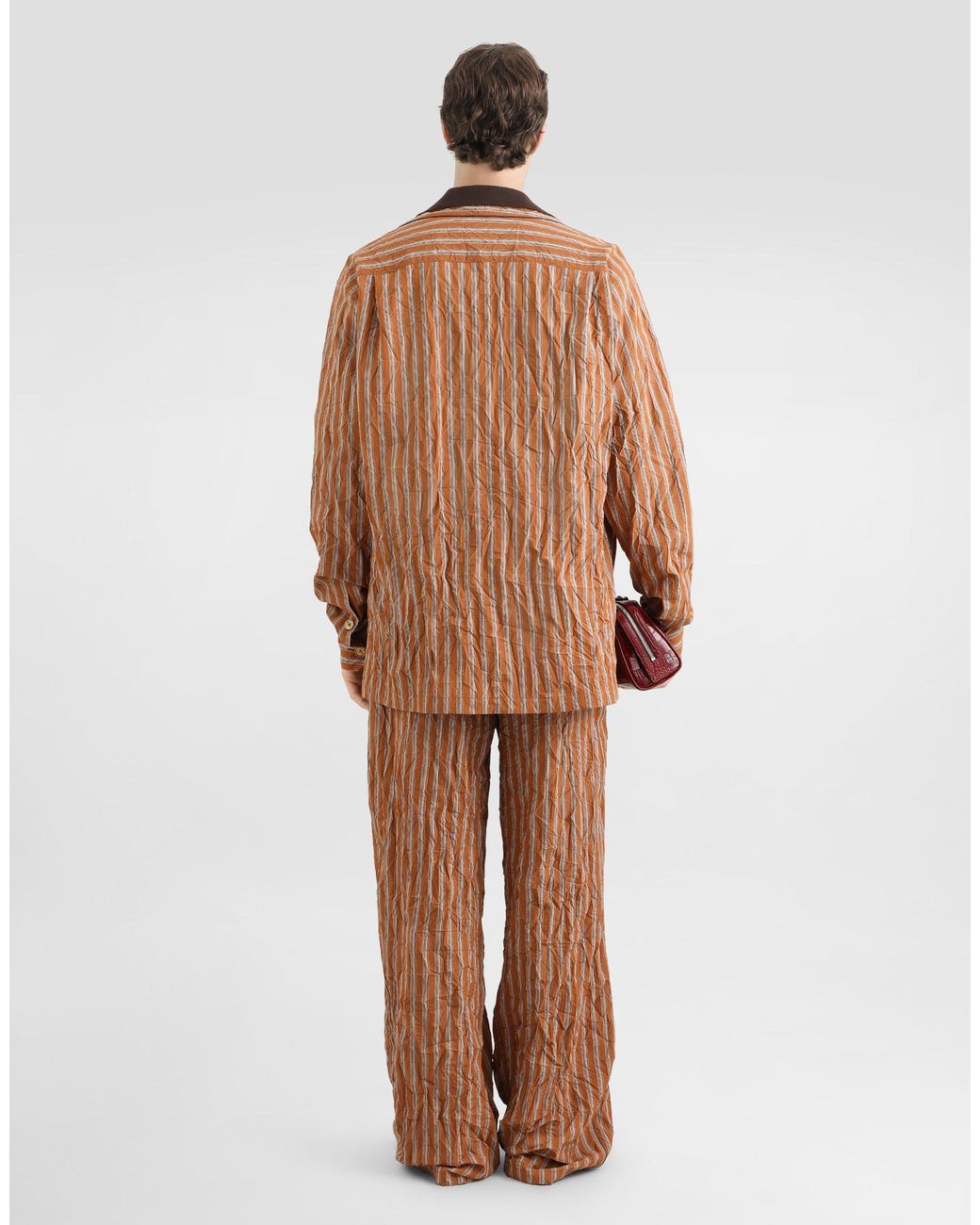 Dolce & Gabbana White Crinkled Striped Fabric Vanity Trousers for men