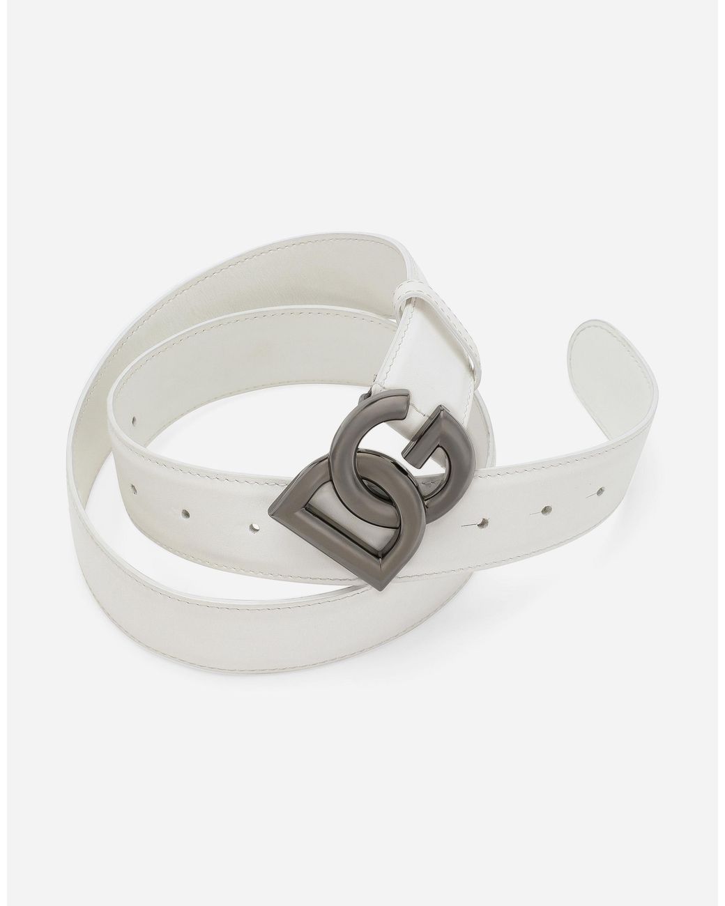 Dolce & Gabbana White Belt With Dg Logo Buckle for men