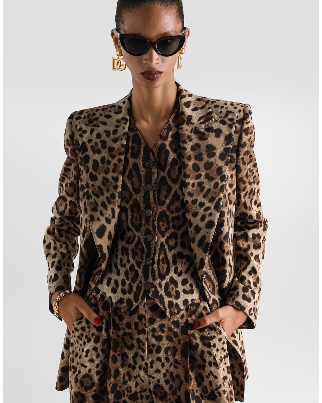 Dolce & Gabbana Brown Turlington Leo- Wool Double-Breasted Jacket