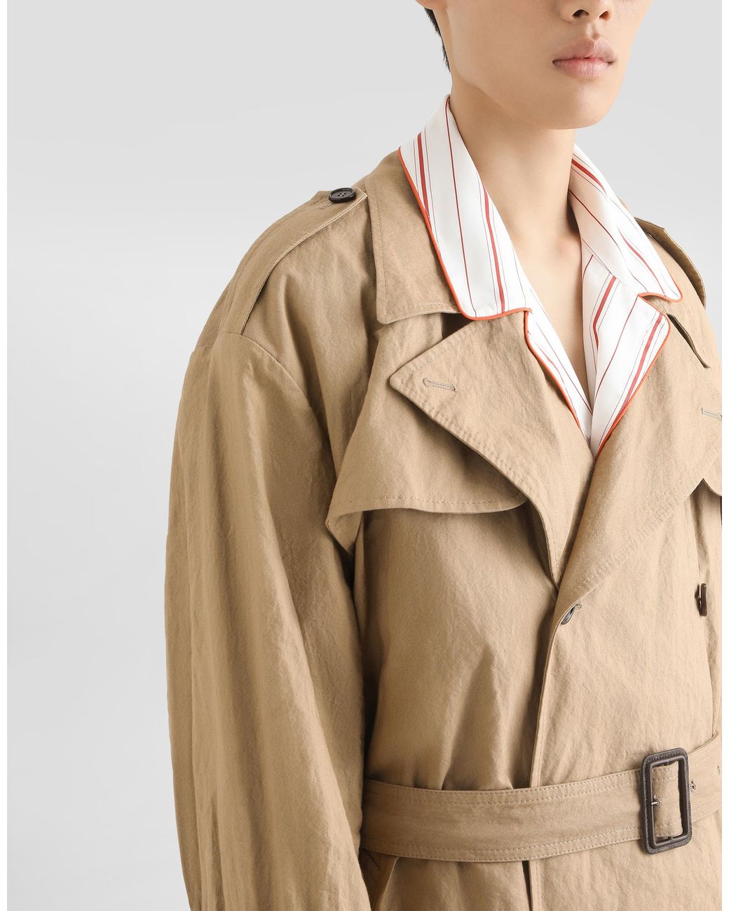 Crinkled Effect Cotton Trench Coat Dolce & Gabbana de hombre de color Natural