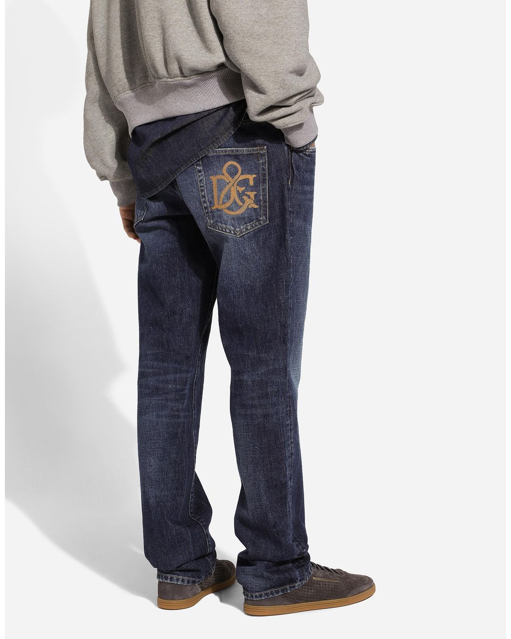 Dolce & Gabbana Blue Classic Jeans With Dg Embroidery for men