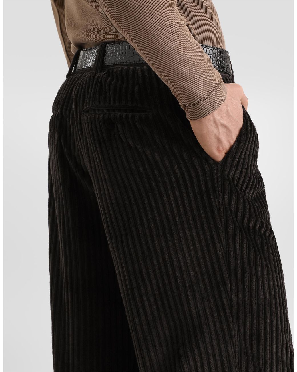 Dolce & Gabbana Black Corduroy Trousers for men