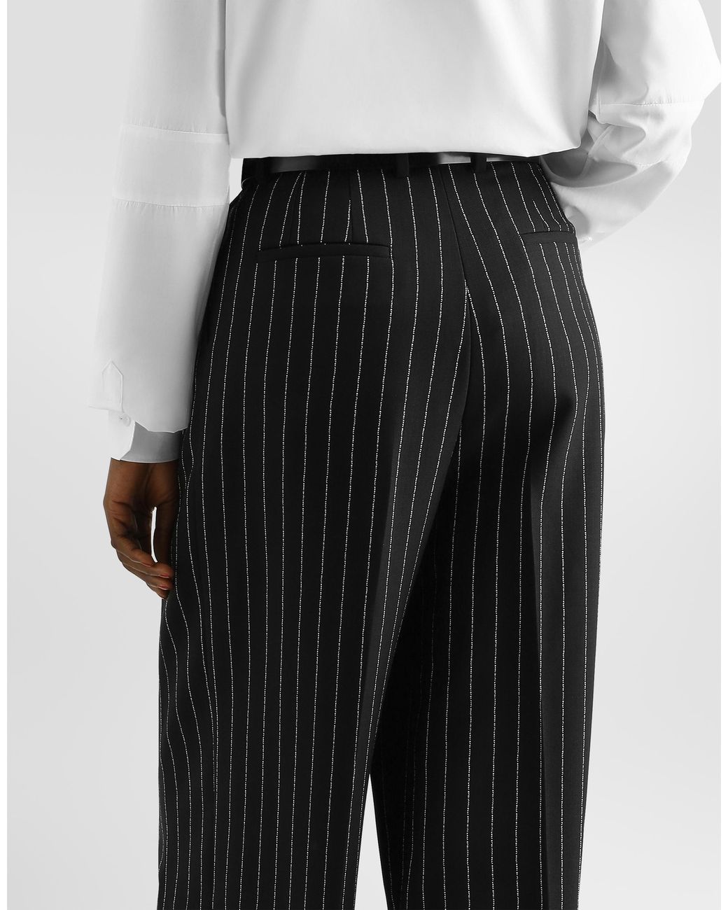 Dolce & Gabbana Black Pinstripe Virgin Wool Trousers