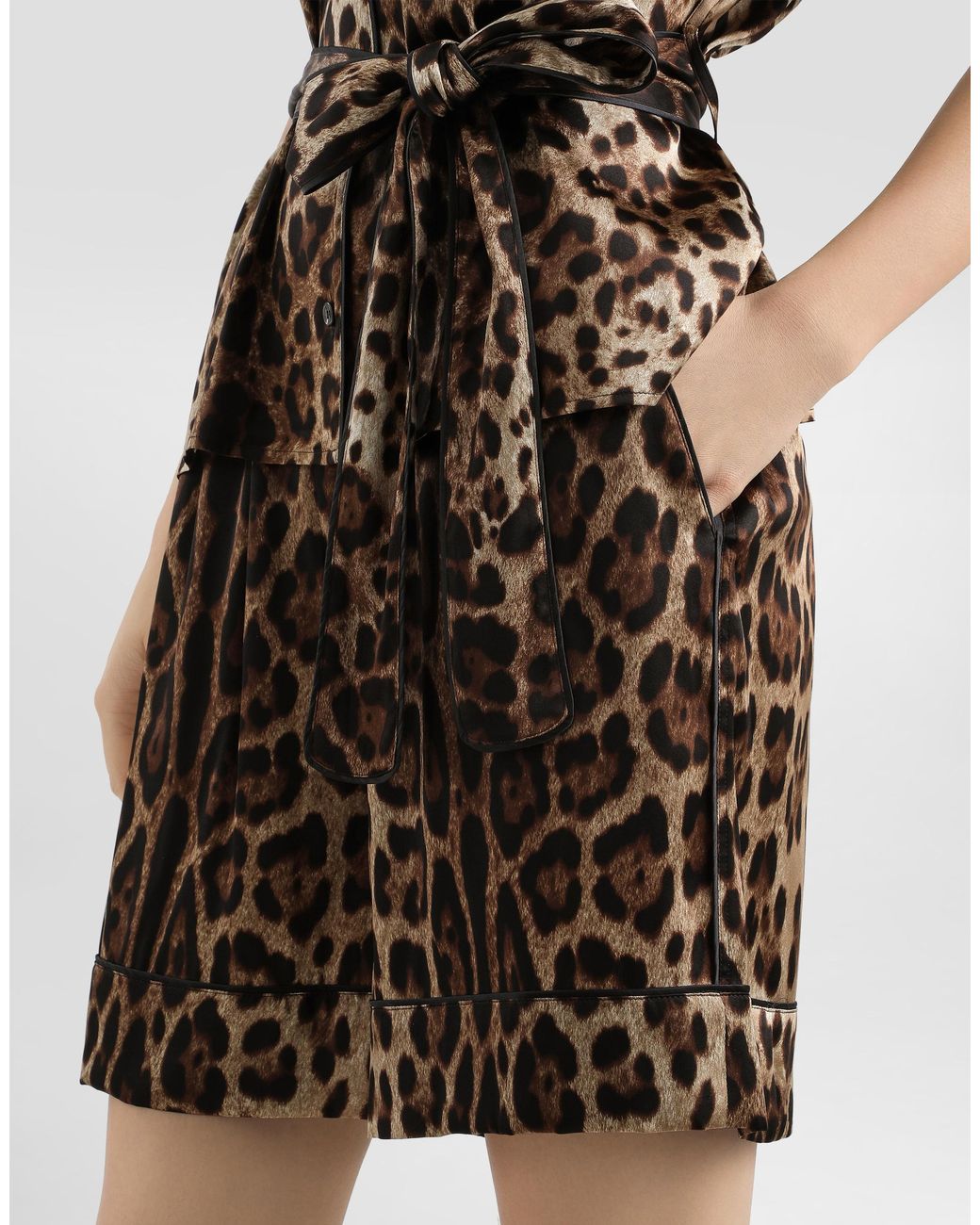 Dolce & Gabbana Multicolor Stretch-Silk Leopard Print Shorts