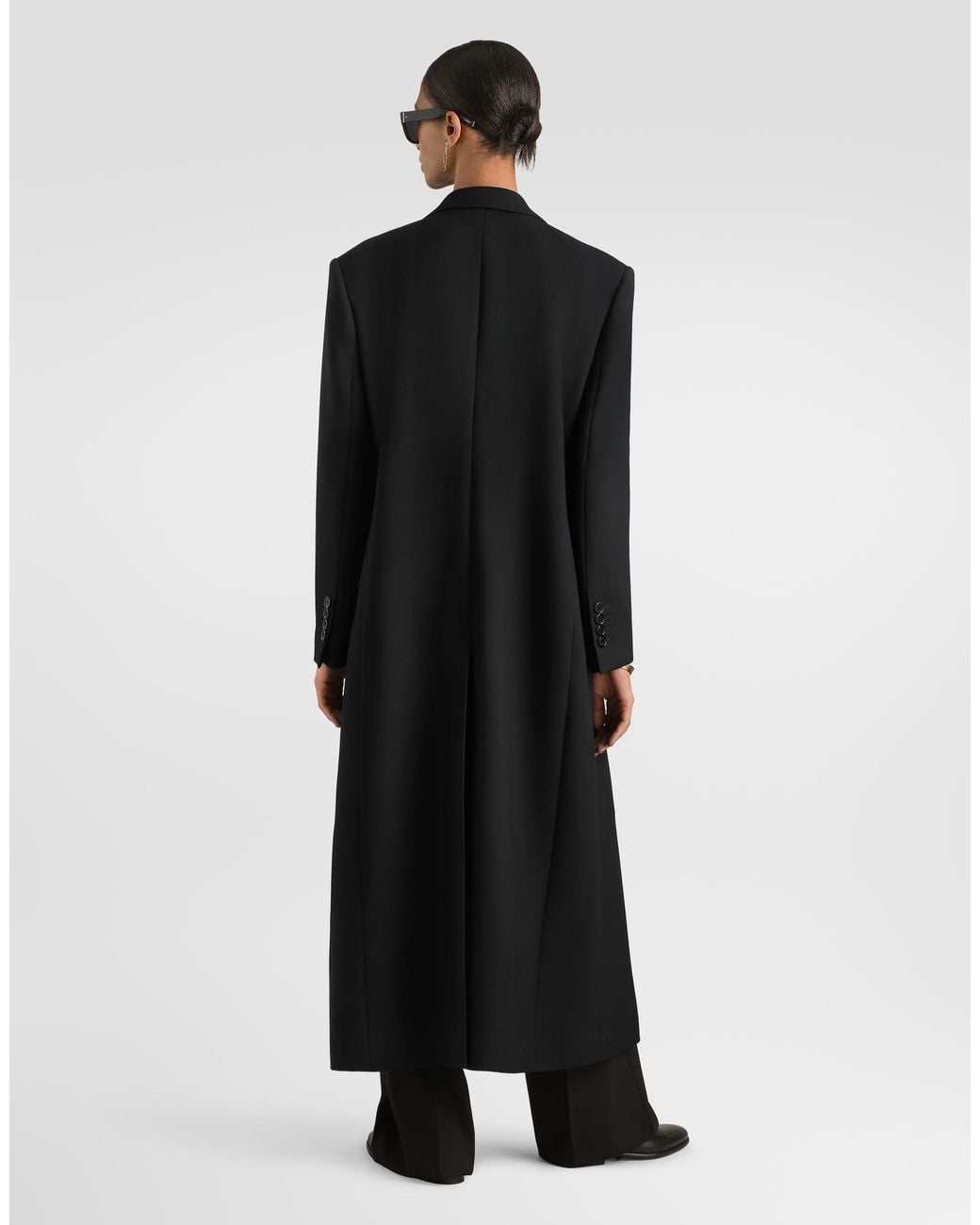Dolce & Gabbana Black Wool Gabardine Coat