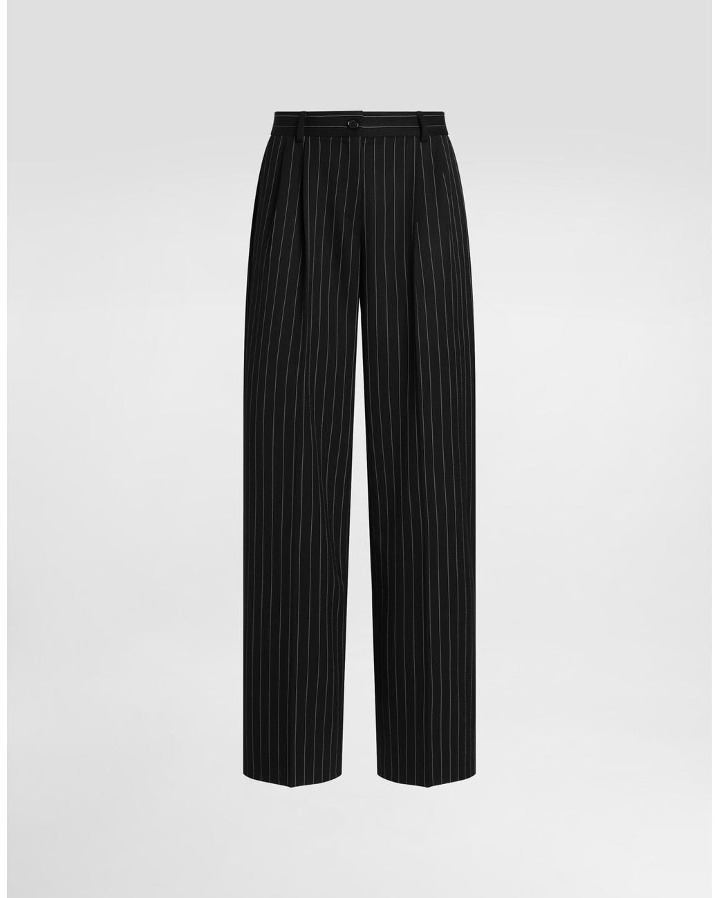 Dolce & Gabbana Black Pinstripe Wool Trousers