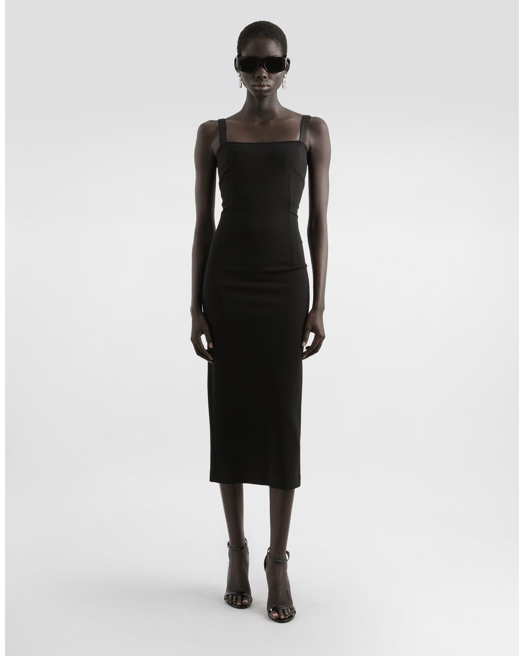Dolce & Gabbana Black Jersey Milano Rib Sheath Dress