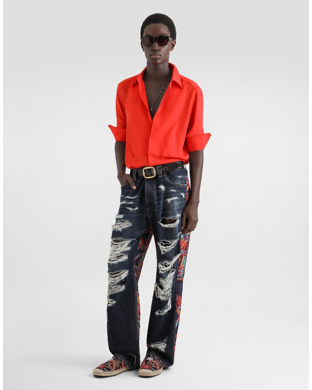 Dolce & Gabbana Red Crêpe De Chine Silk Martini Shirt for men
