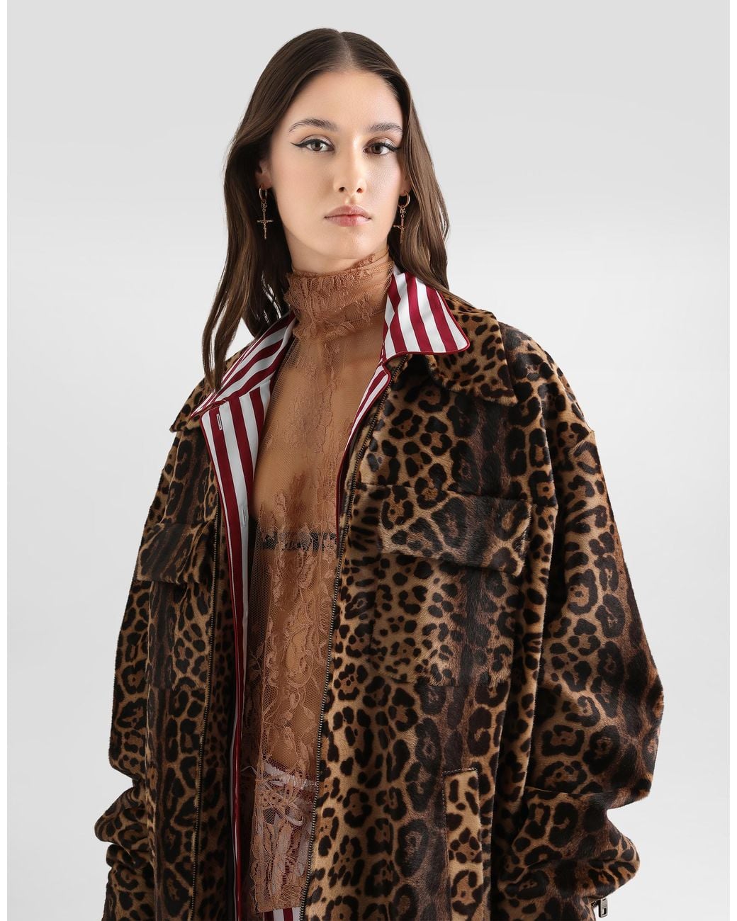 Dolce & Gabbana Brown Pony Leo Shirt-Style Jacket