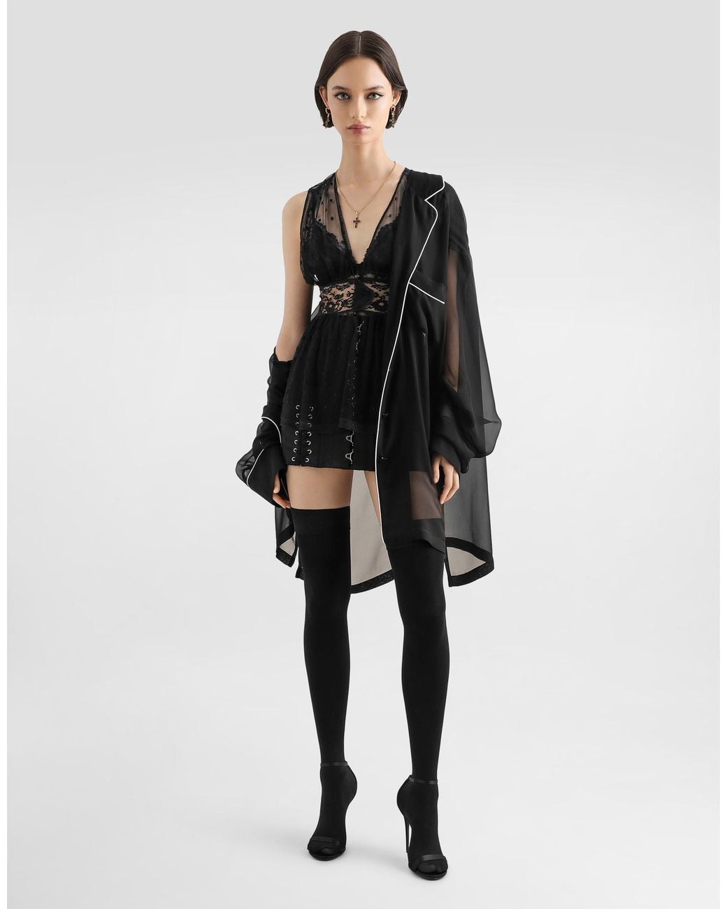 Dolce & Gabbana Black Polka Dots Mesh Top