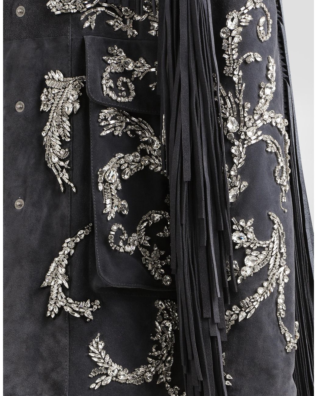 Dolce & Gabbana Black Embroidered Split Leather Jacket