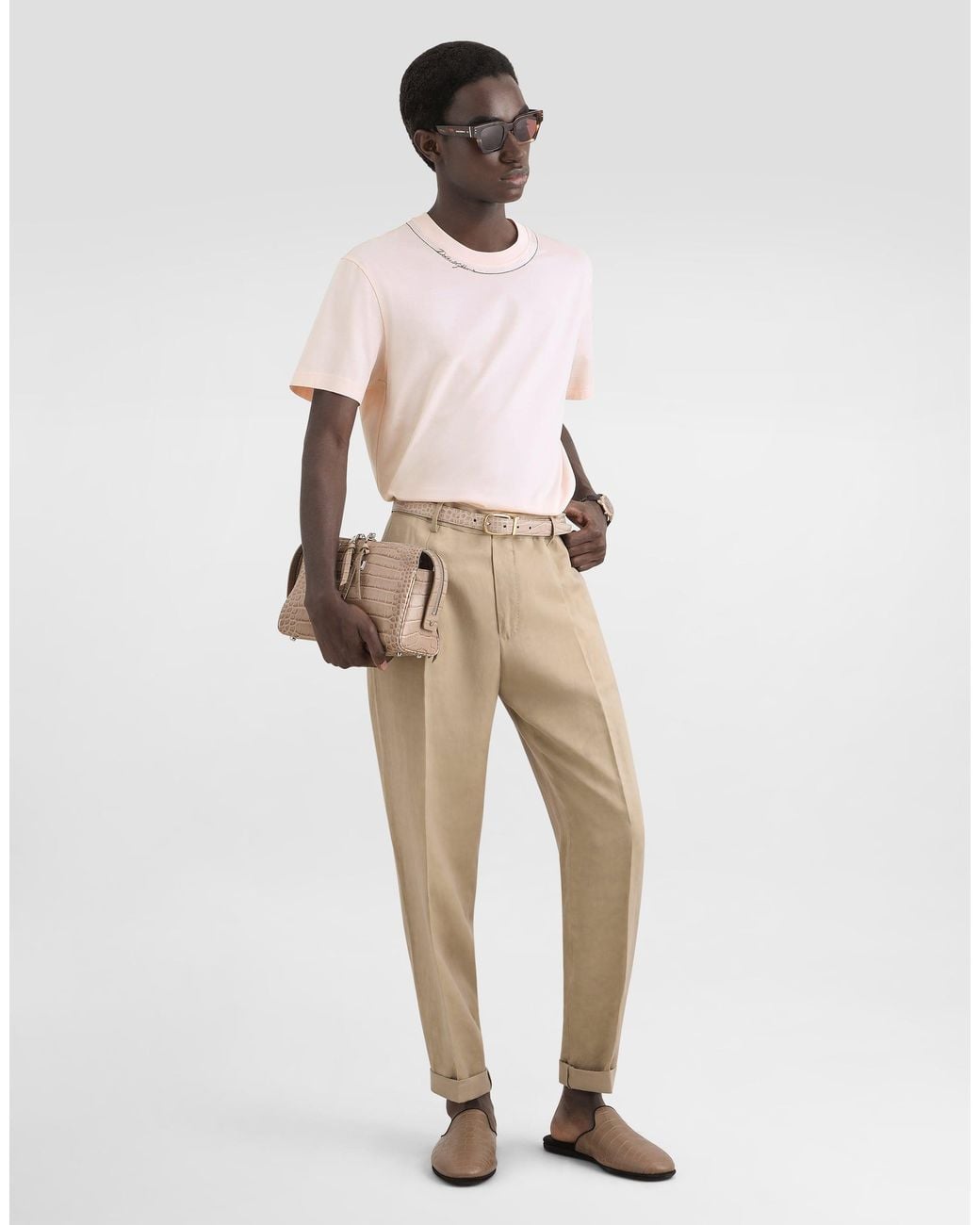 Dolce & Gabbana Pink T-Shirt M/Corta Giro for men