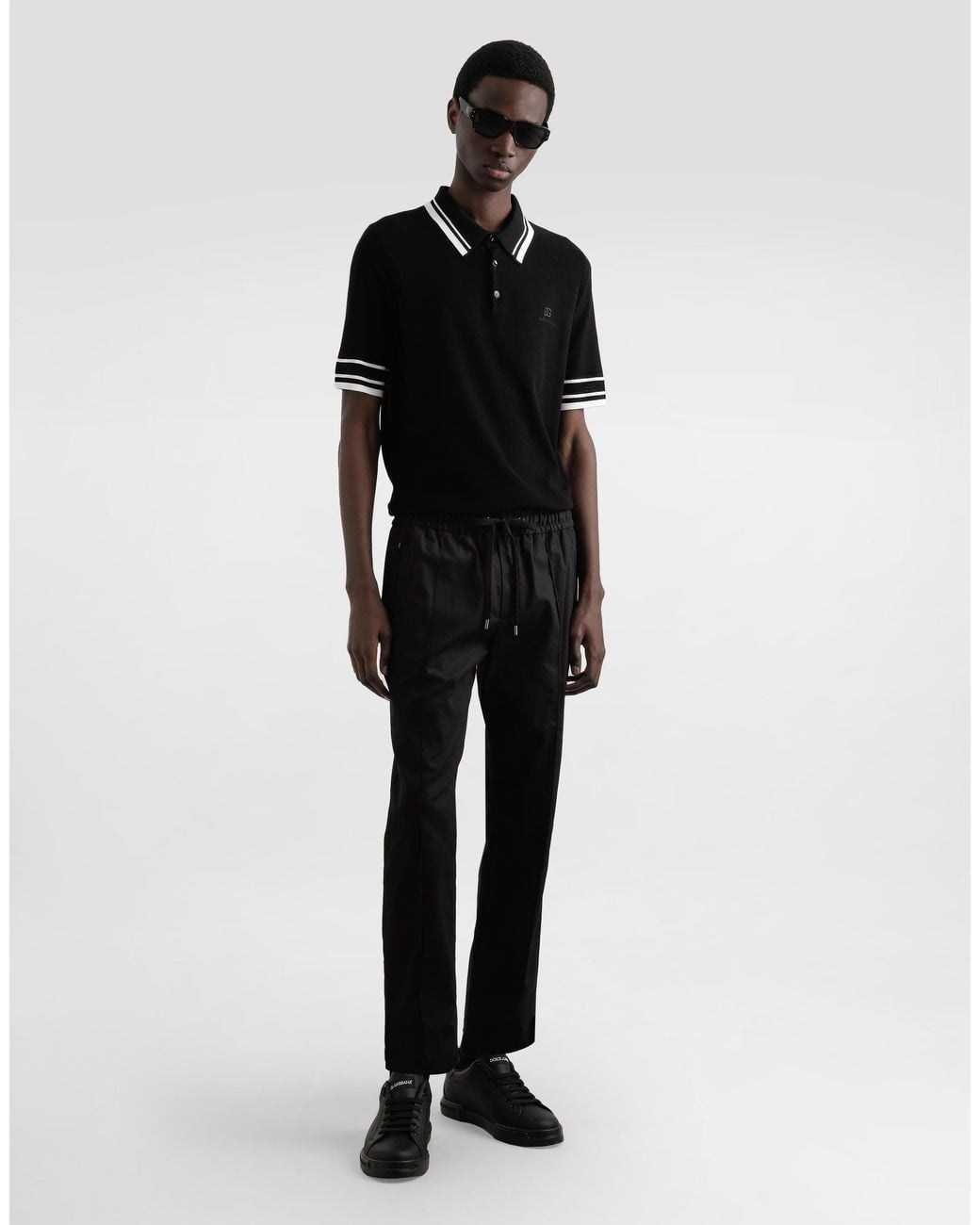 Dolce & Gabbana Black Silk-Blend Polo Shirt for men