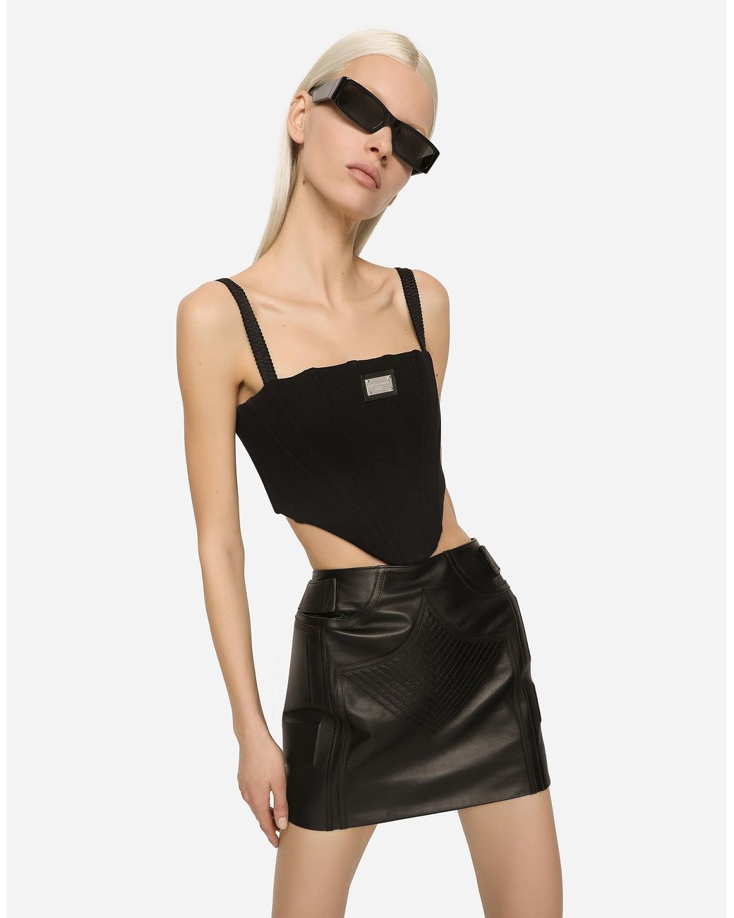 Dolce & Gabbana Black Nappa Leather Miniskirt