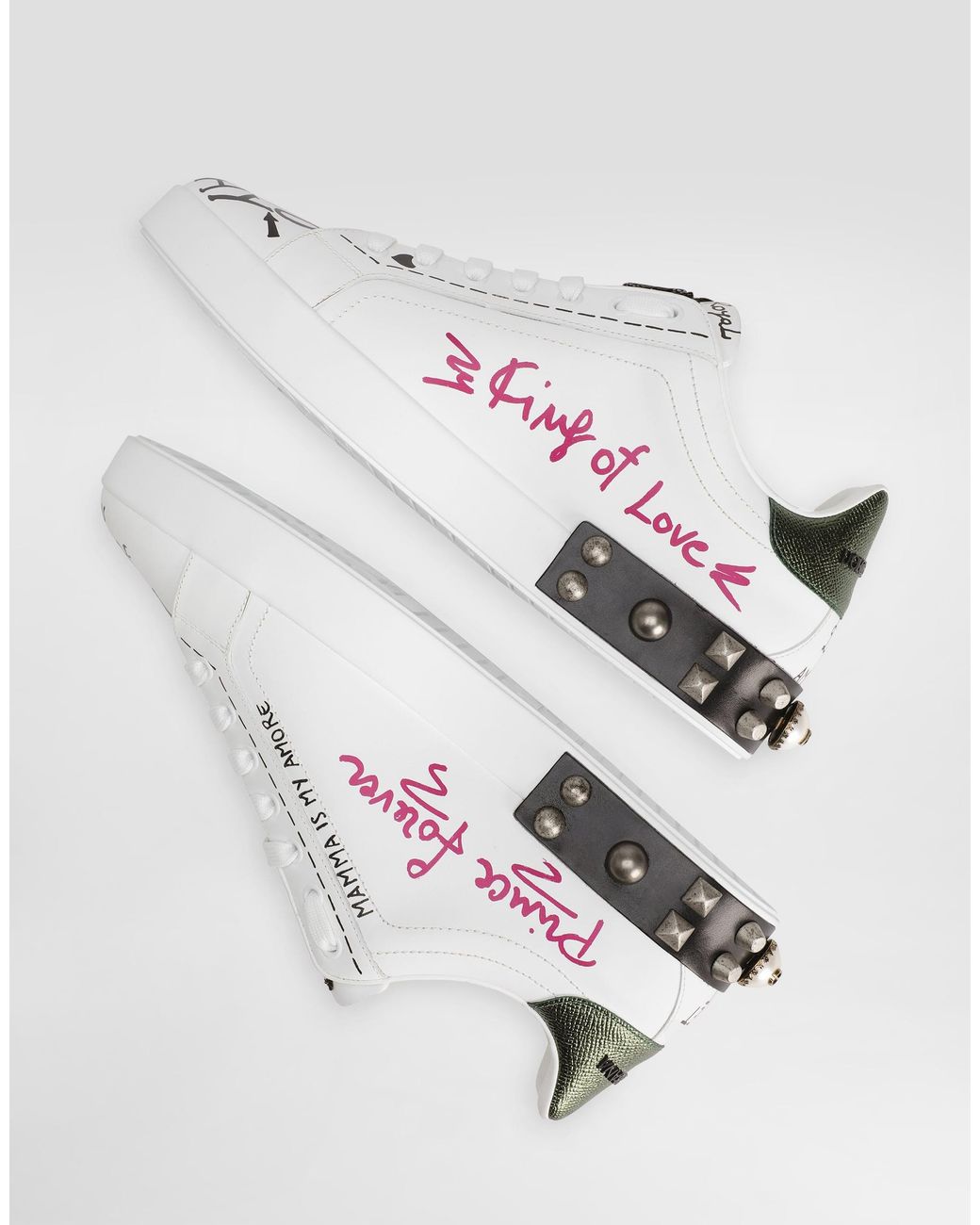 Dolce & Gabbana White "Portofino" Sports Shoes With Appliqués for men