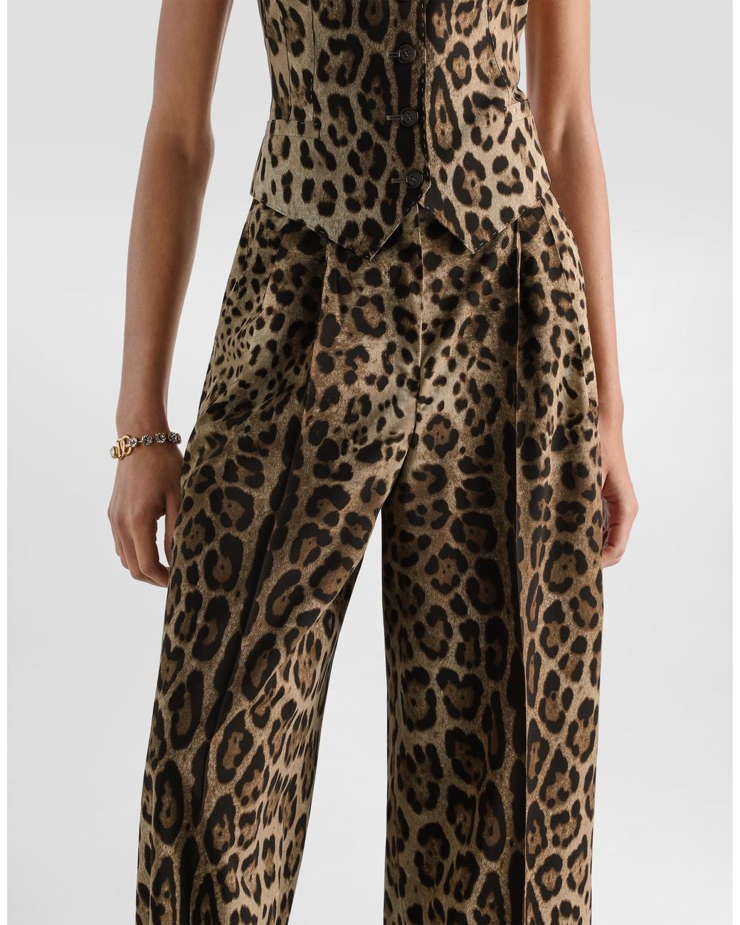 Dolce & Gabbana Natural Leo- Wool Trousers