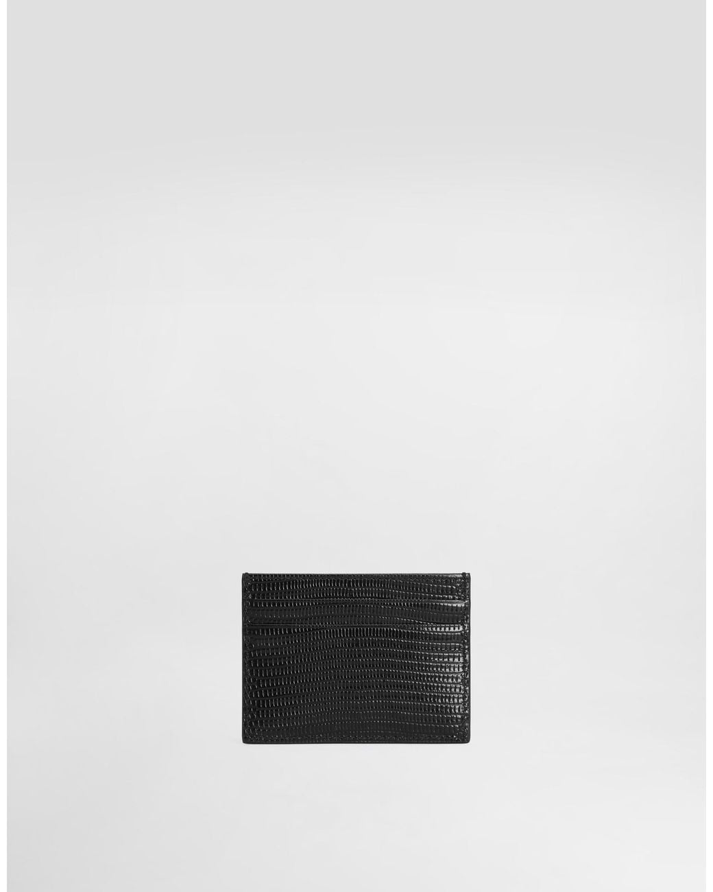 Dolce & Gabbana White Iguana-Print Leather Card Holder