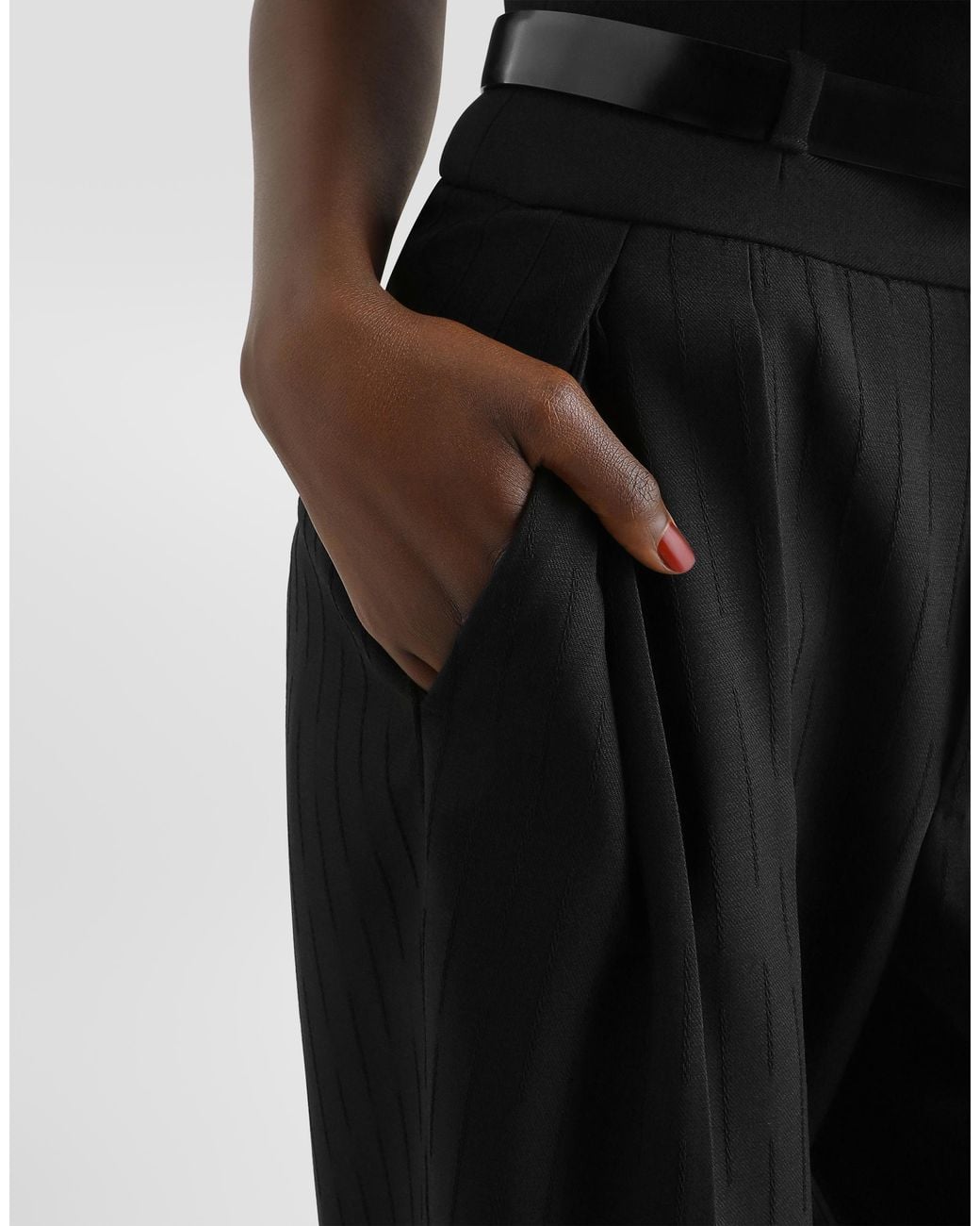 Dolce & Gabbana Black Pinstripe Wool Jacquard Trousers