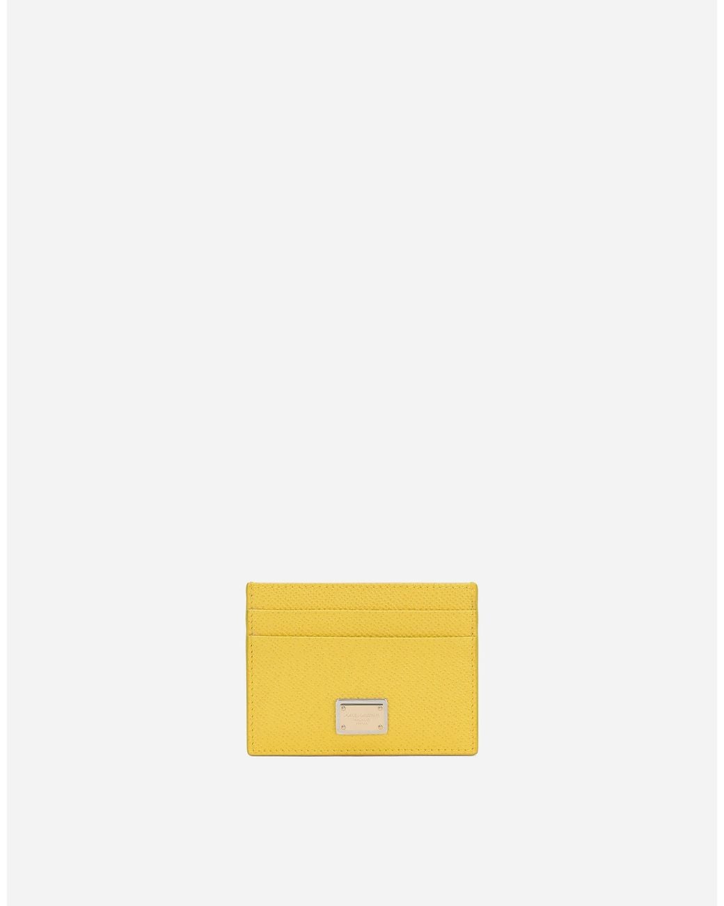 Dolce & Gabbana Yellow Dauphine Logo-Plaque Cardholder