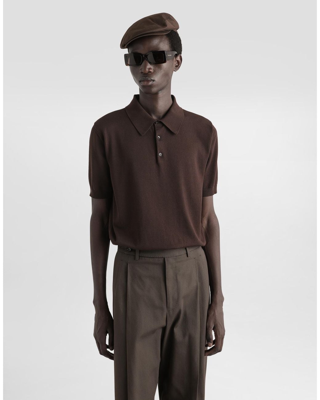 Dolce & Gabbana Brown Short-Sleeved Cotton Polo-Shirt for men