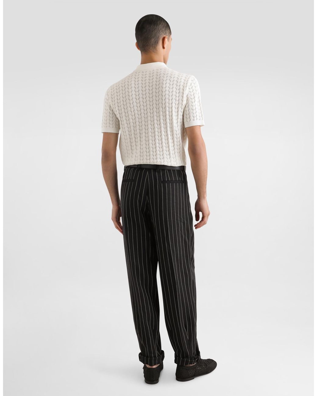 Dolce & Gabbana White Short-Sleeved Cotton Openwork Shirt for men