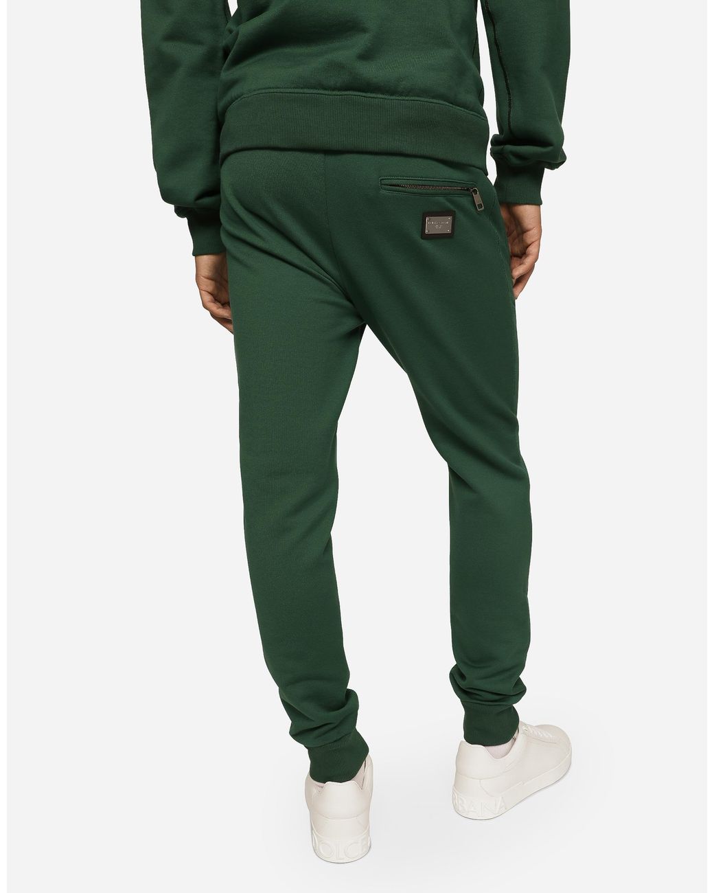 Dolce & Gabbana Jogginghose Aus Jersey Mit Logoplakette in Green für Herren