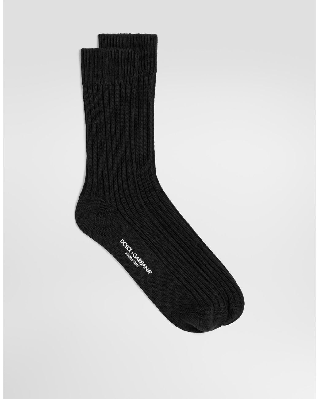 Dolce & Gabbana Black Ribbed Cotton Socks