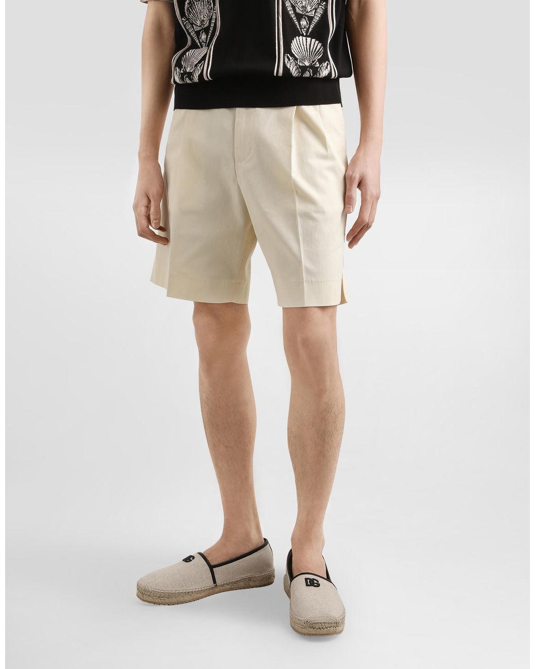 Dolce & Gabbana Natural Cotton Gabardine Bermuda Shorts for men