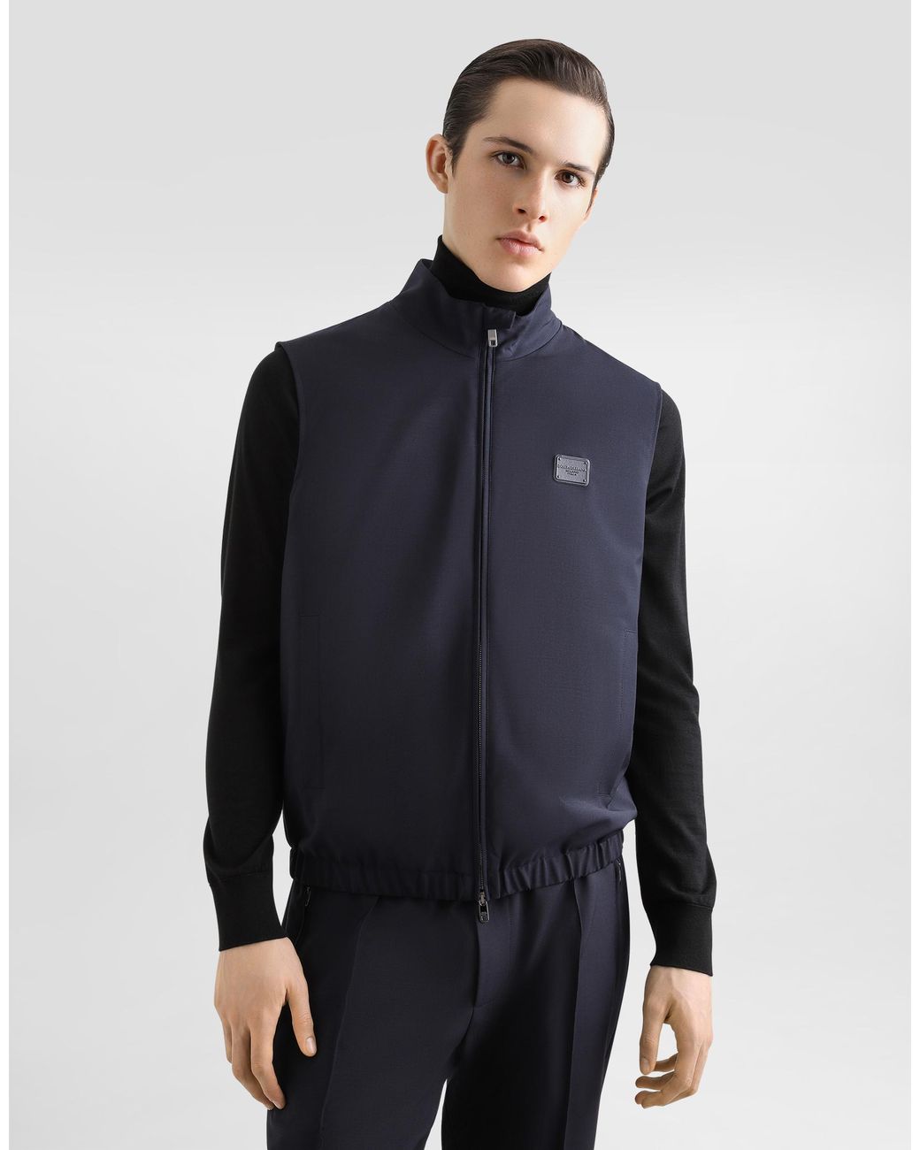 Dolce & Gabbana Blue Woolen Vest With Tag for men