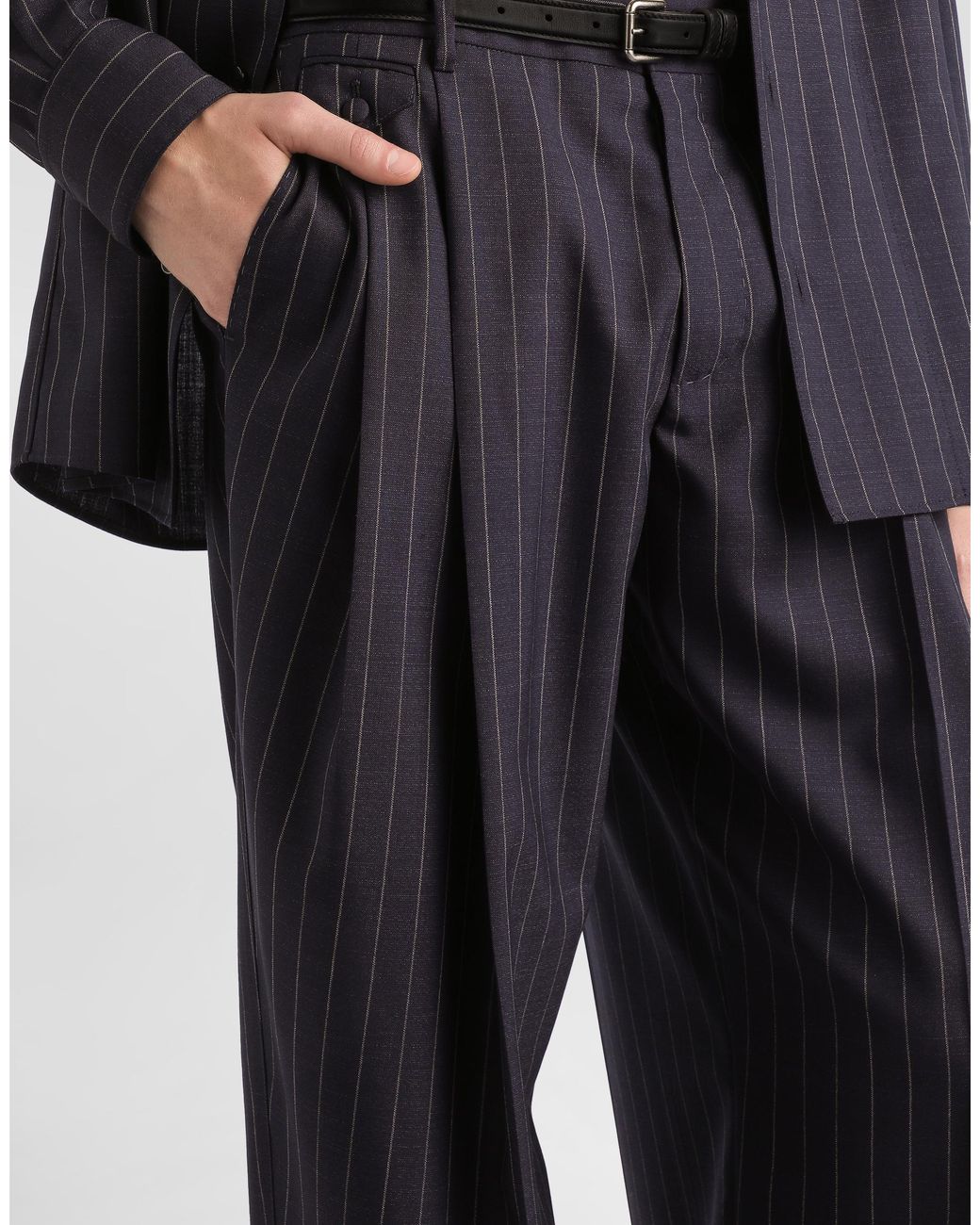 Dolce & Gabbana Pinstripe Virgin Wool Trousers in Blue für Herren