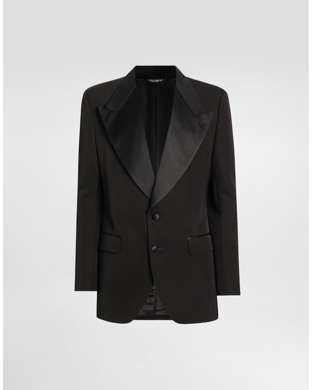 Dolce & Gabbana Black Single-Breastedwool And Silk Blend Jacket for men