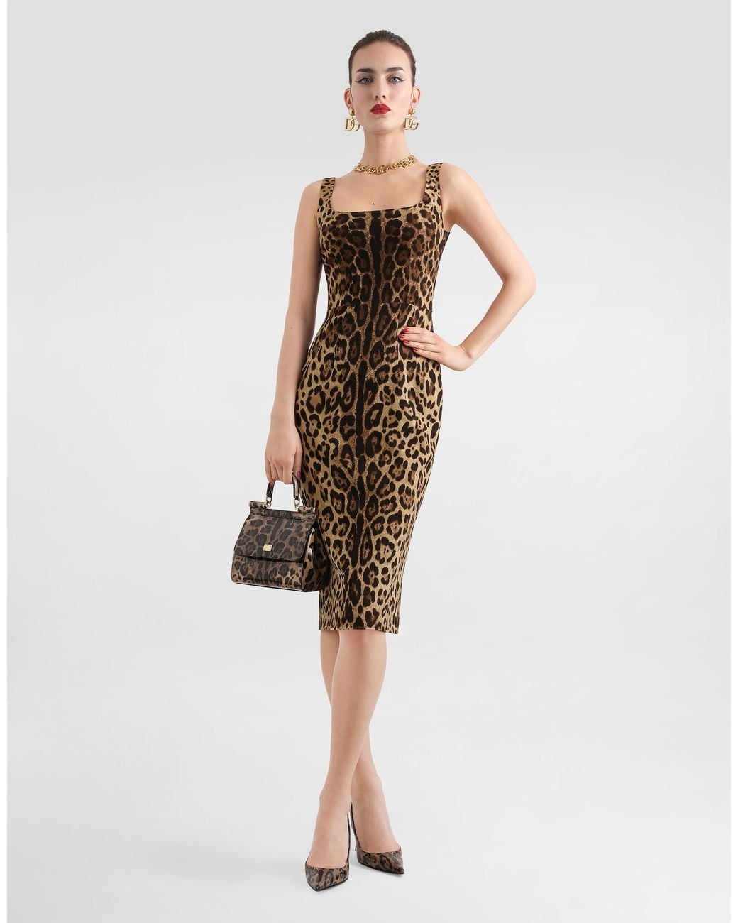 Dolce & Gabbana Metallic Leopard- Charmeuse Dress