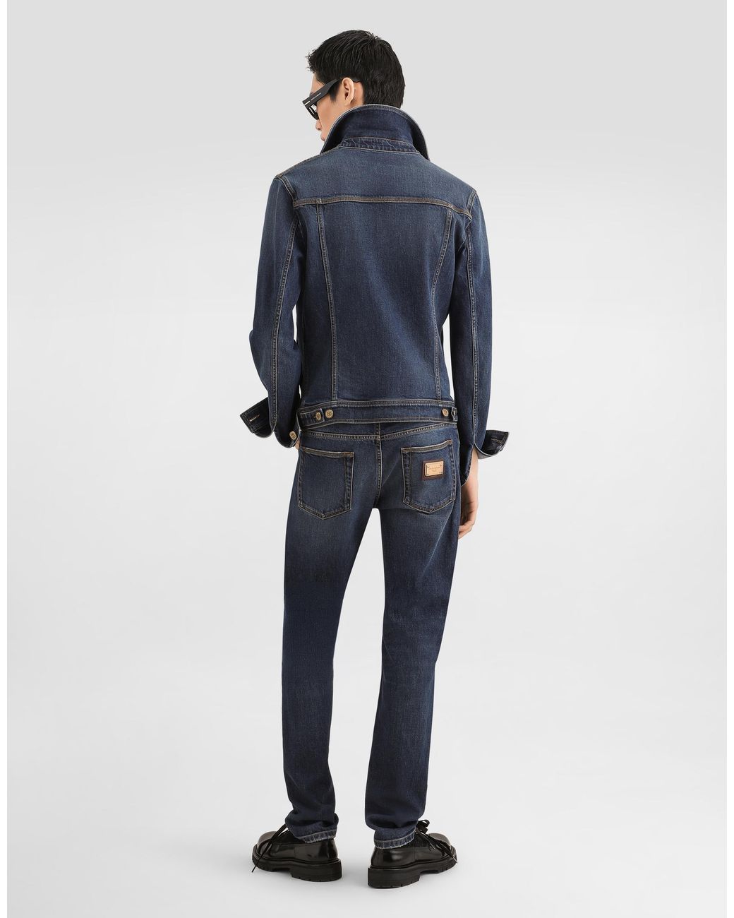 Dolce & Gabbana Blue Denim Jacket With Logo Patch� for men