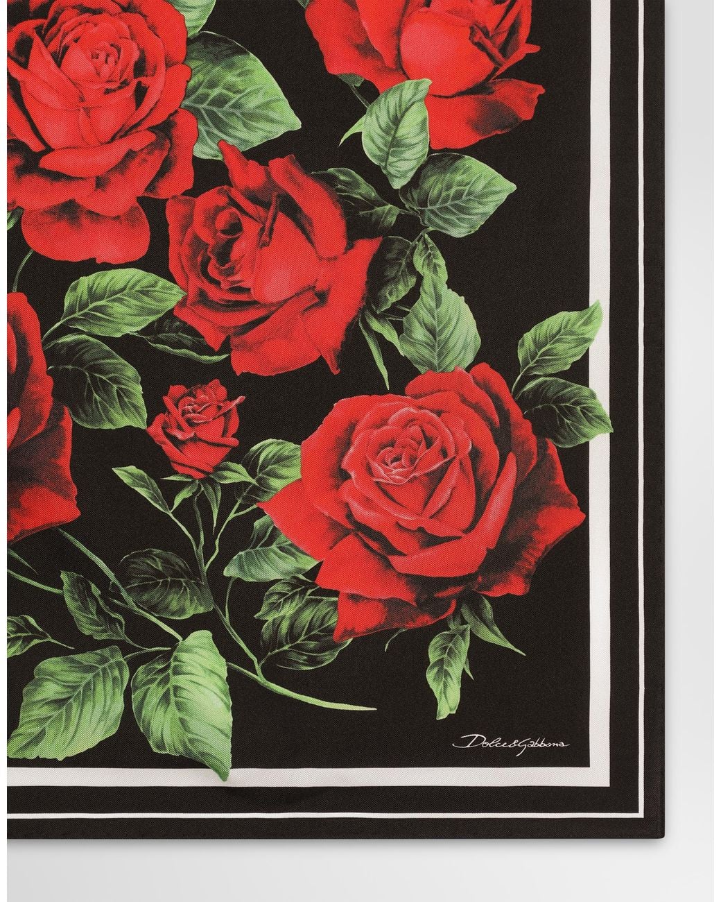 Dolce & Gabbana Red Tuch 50X50 Aus Seidentwill Mit Rosenprint