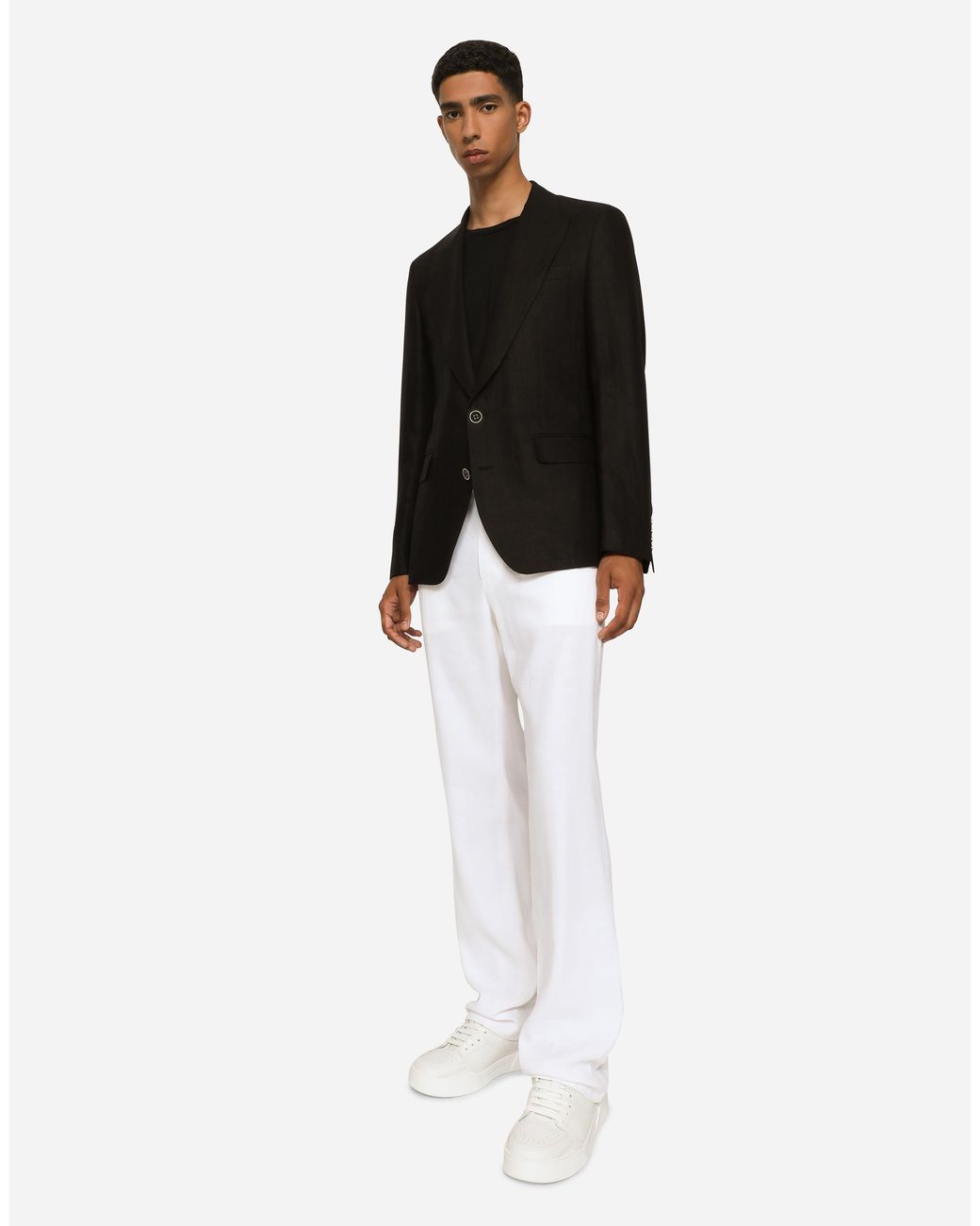Dolce & Gabbana Black Linen Sicilia-Fit Jacket for men