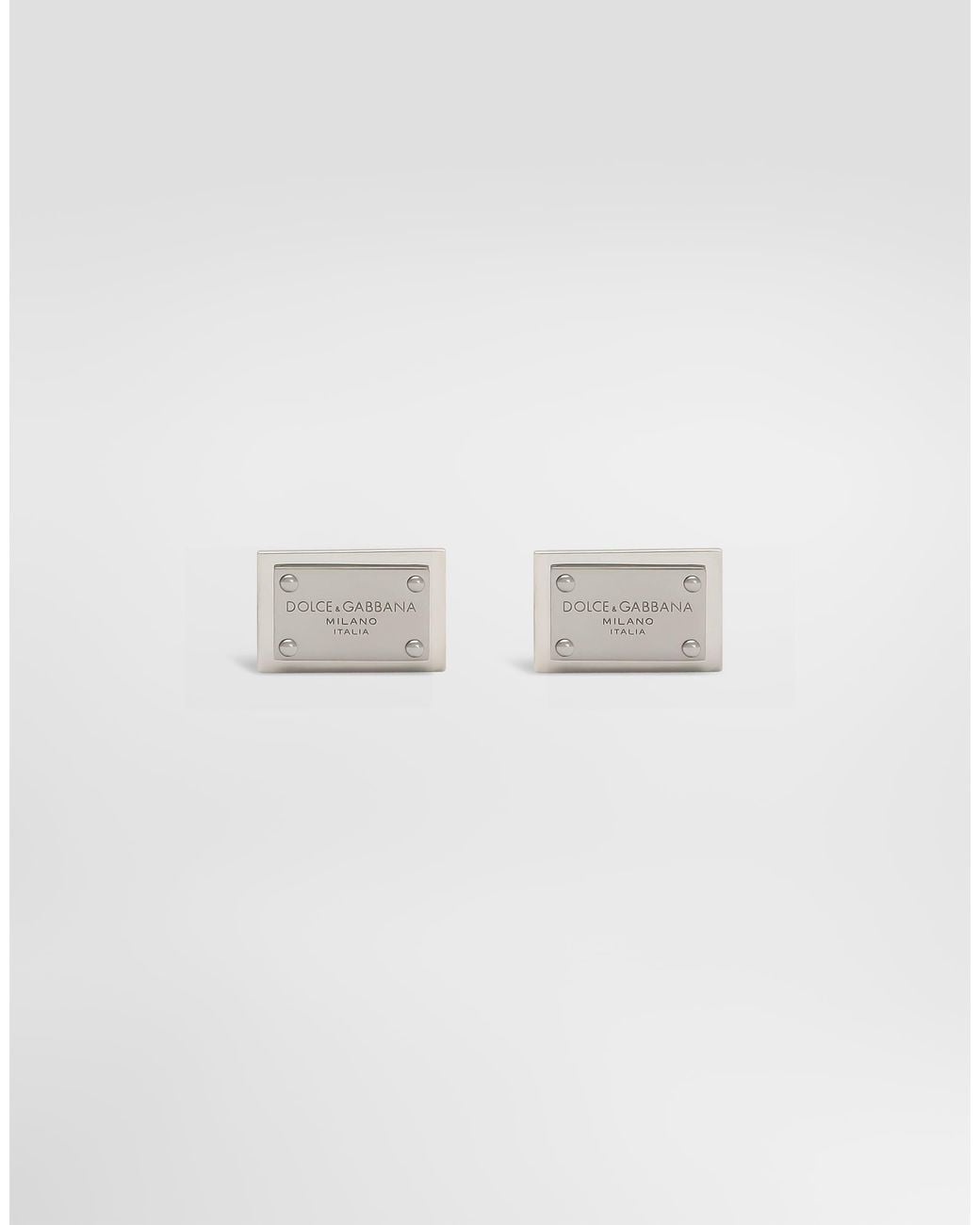 Dolce & Gabbana White Cufflinks With Logo Tag for men