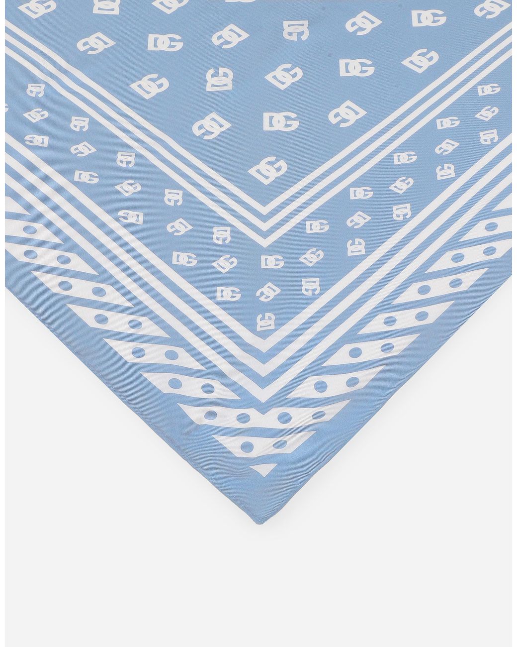 Dolce & Gabbana Blue Logo Print Twill Silk Scarf