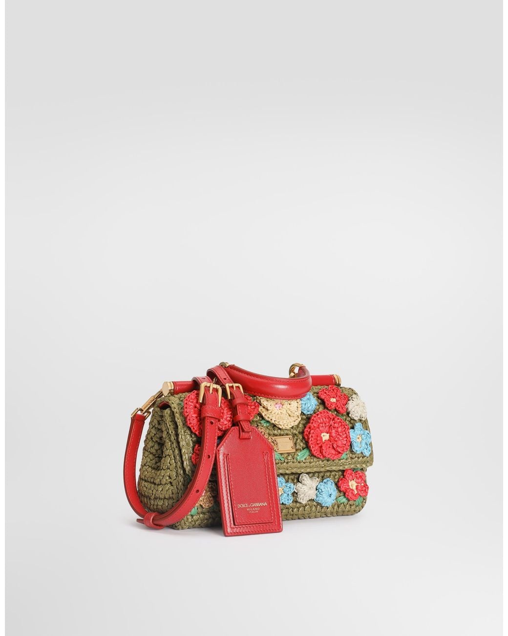 Dolce & Gabbana Red My Sicily Raffia Crochet Handbag